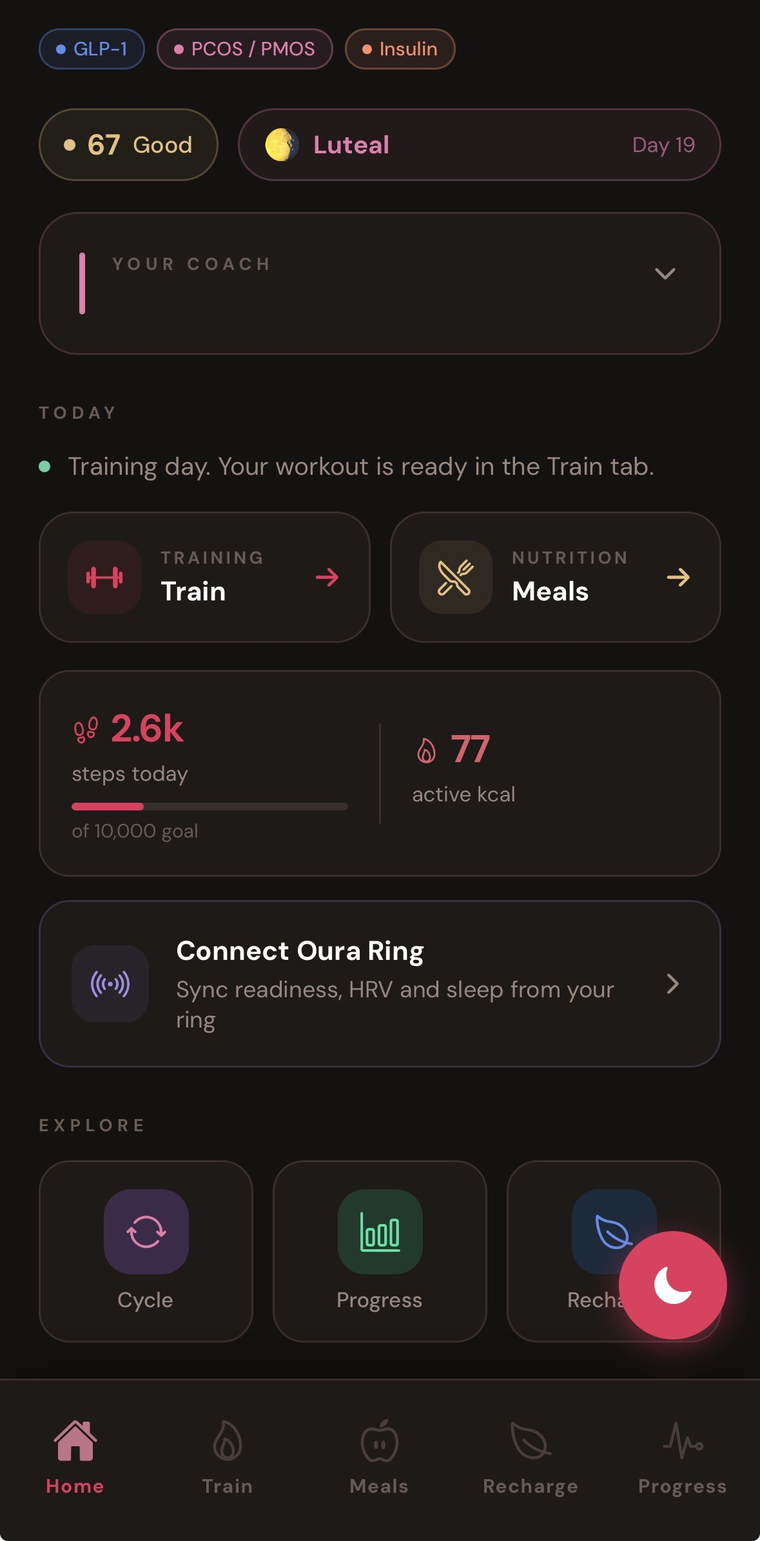 Attune home screen with readiness score